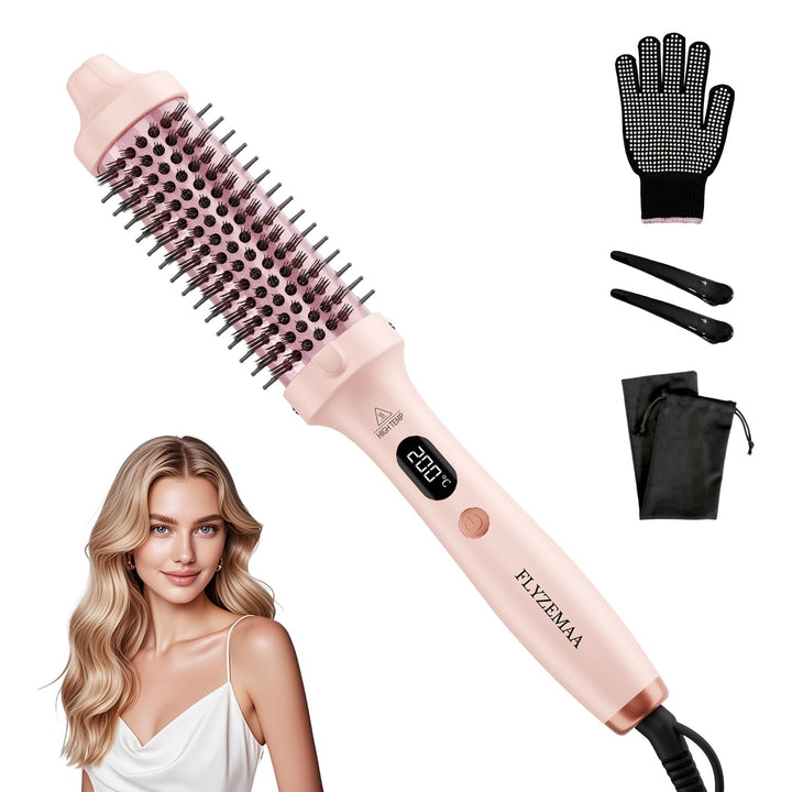 Thermobürste FLYZEMAA, Thermal Brush 38mm - Runder Heizkamm für natürliche Locken und glatteres Haar