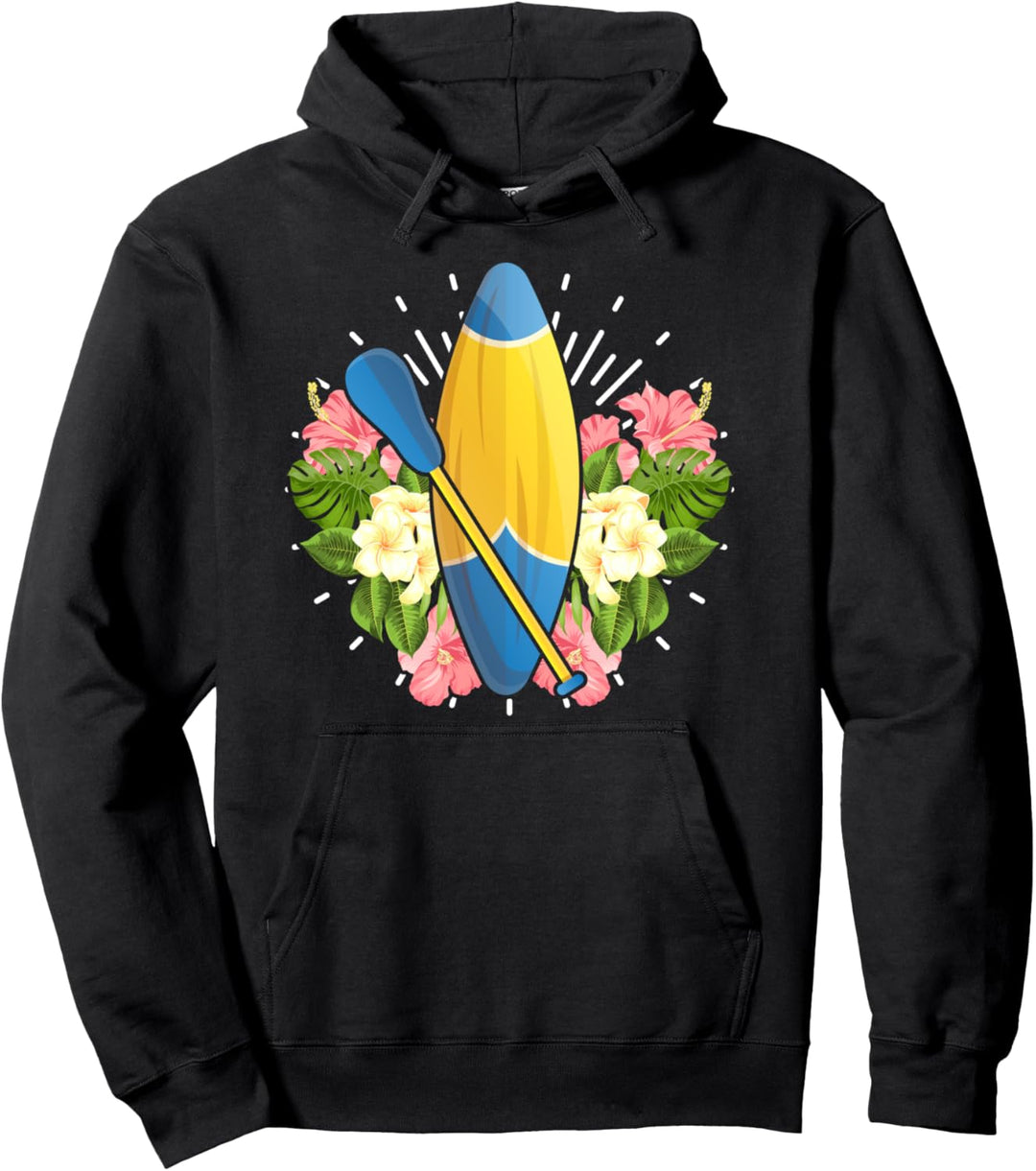 Tropen SUP Paddel Wassersport Blumen Stand Up Paddeln Pullover Hoodie