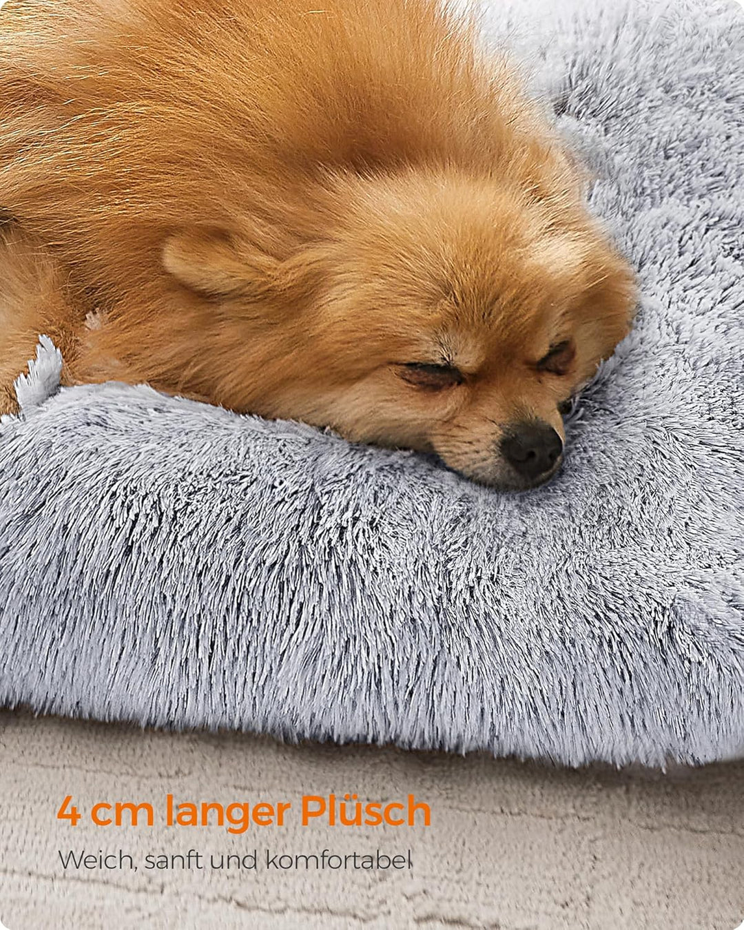 Feandrea Hundebett, Hundekissen, Flauschige Hundematte, Langer Plüsch, 65 x 45 cm, weiche Polsterung