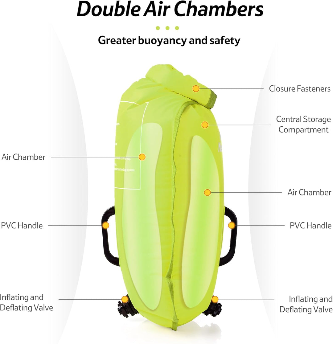 Naturehike Schwimmboje Zwei Airbags Swim Boje Trockensack wasserdichte Strandtasche mit Verstellbare
