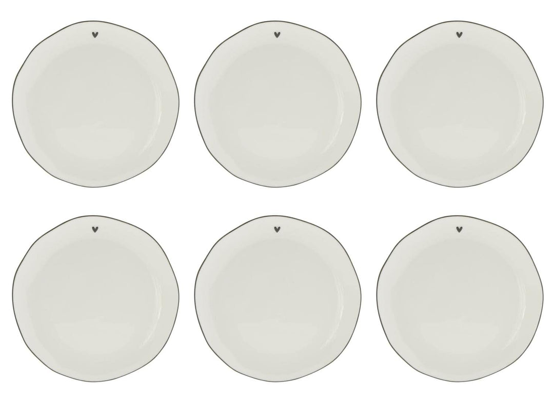 Bastion Collections 6er Set Kuchenteller Heart weiss mit Herz 19cm Keramik