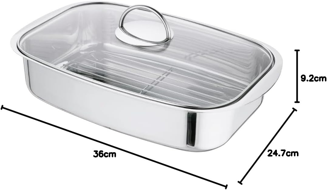 Schulte-Ufer 67048-36 Allzweck-Sicht-Bräter, 36 x 25 cm, Edelstahl