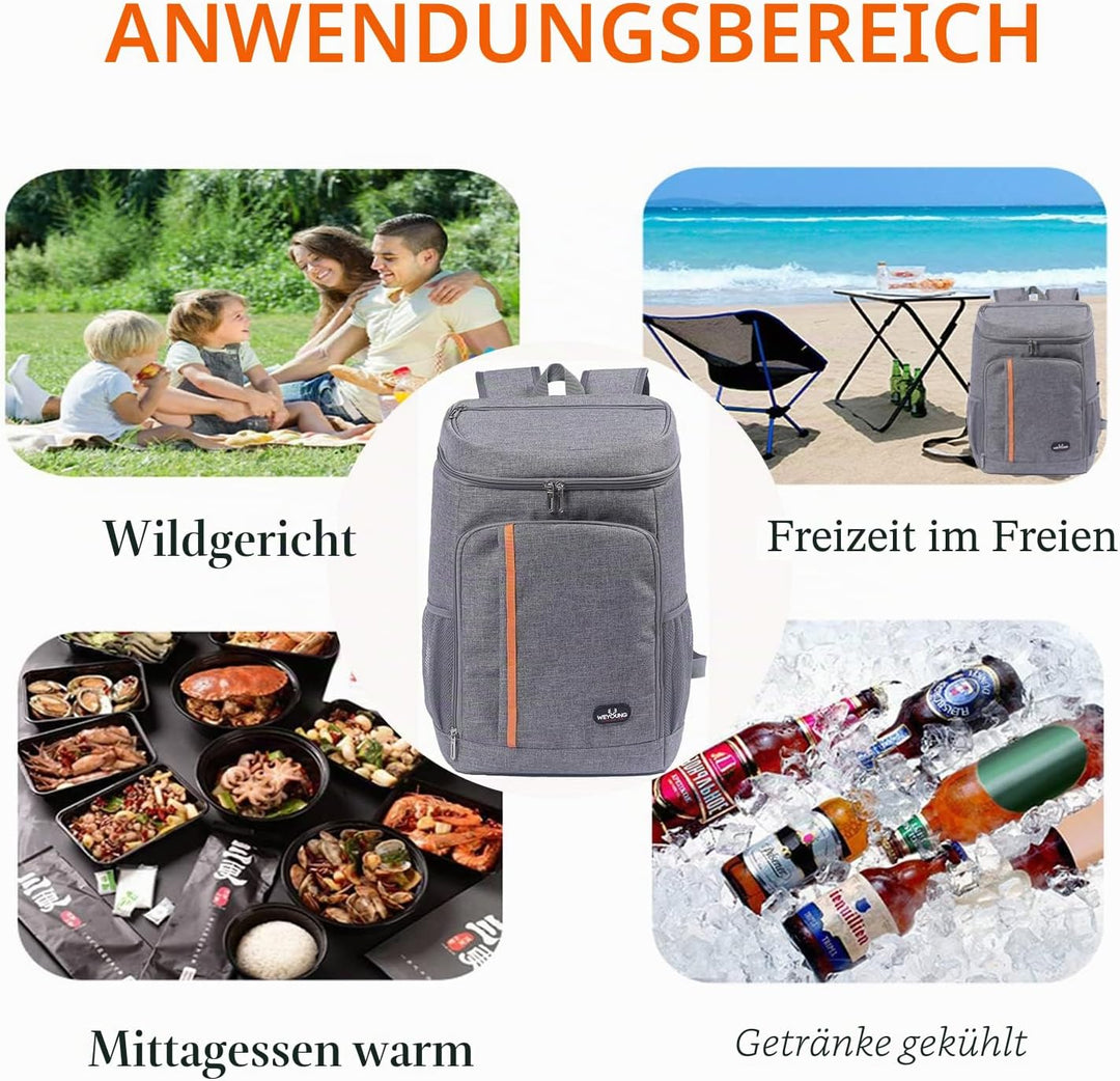 MCXKJ 28L Kühl Rucksack Kühlrucksack Kühltasche Picknicktasche Gross Isoliert Cooler Bag Männer Frau