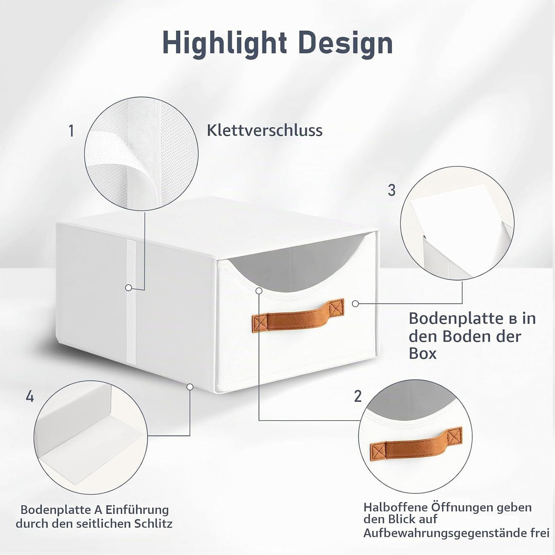 DIMJ Schubladen Ordnungssystem Schubladenboxen - 4 Stück Aufbewahrungsbox Faltboxen Organizer Schubl