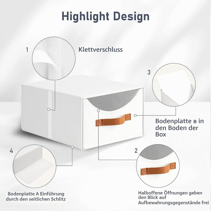 DIMJ Schubladen Ordnungssystem Schubladenboxen - 4 Stück Aufbewahrungsbox Faltboxen Organizer Schubl