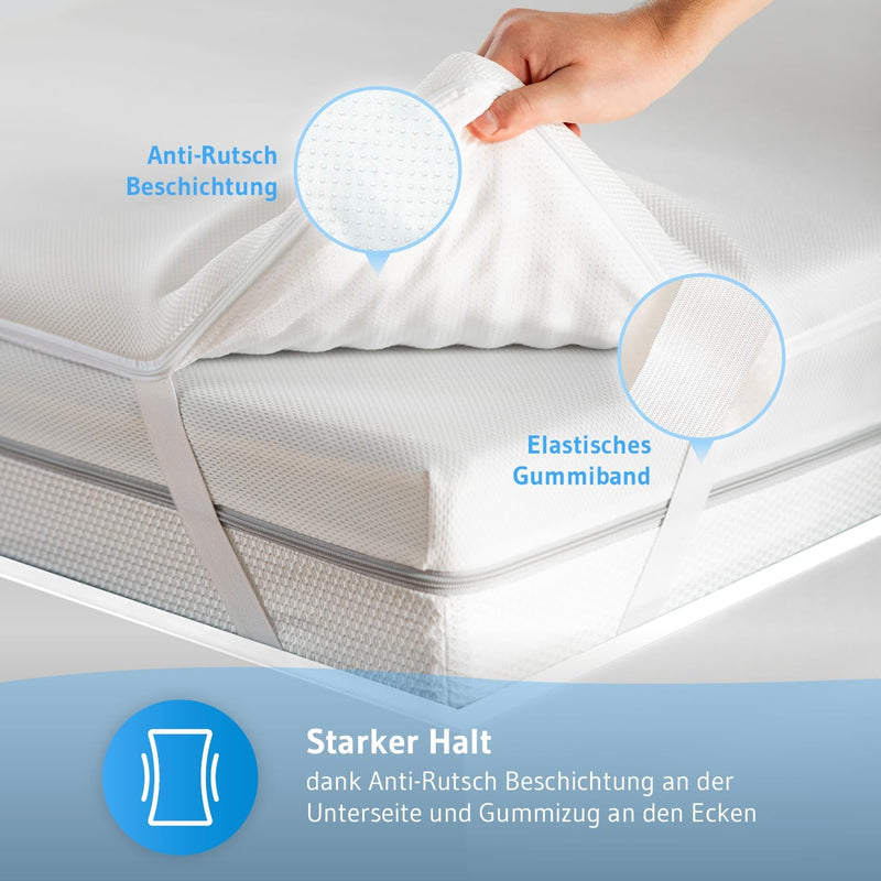 Topper 90x200cm AERO – 5 cm Höhe | Orthopädische Matratzenauflage aus Memory Foam | Atmungsaktiver M