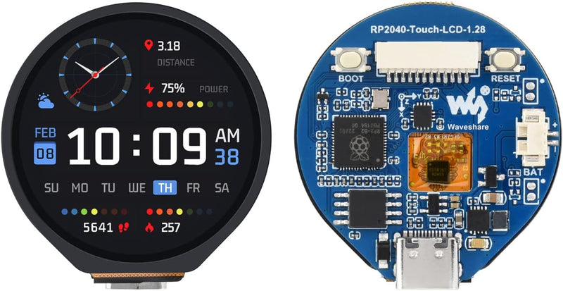 RP2040 Mikrocontroller Entwicklungsboard mit 1.28 Zoll Rundem Touch LCD, 240x240 Pixel 65K RGB Farbe