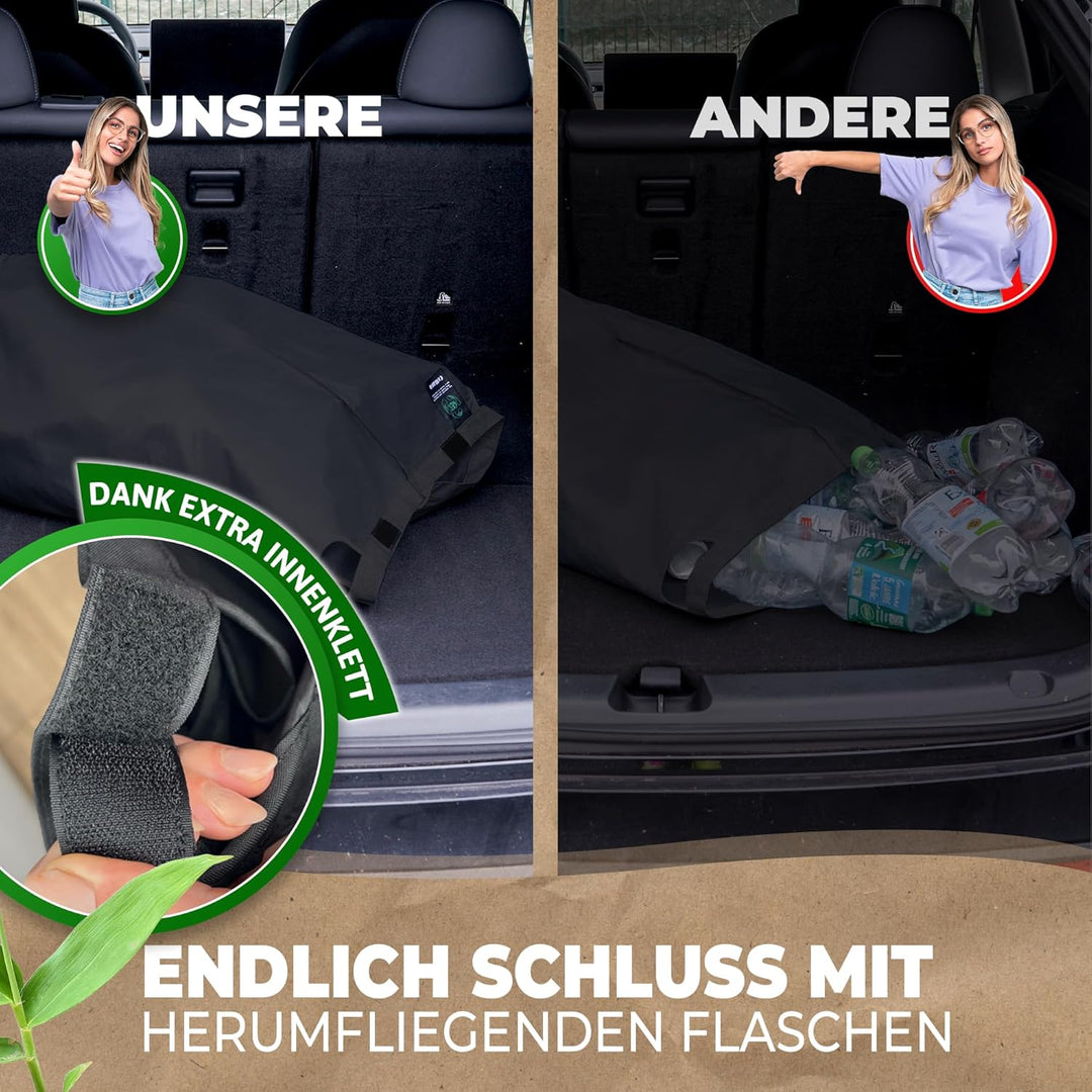 COTTARA® Pfandflaschen Sammelbehälter mit Deckel inkl. Tragetasche | Pfandbehälter mit Einwurf | Ide