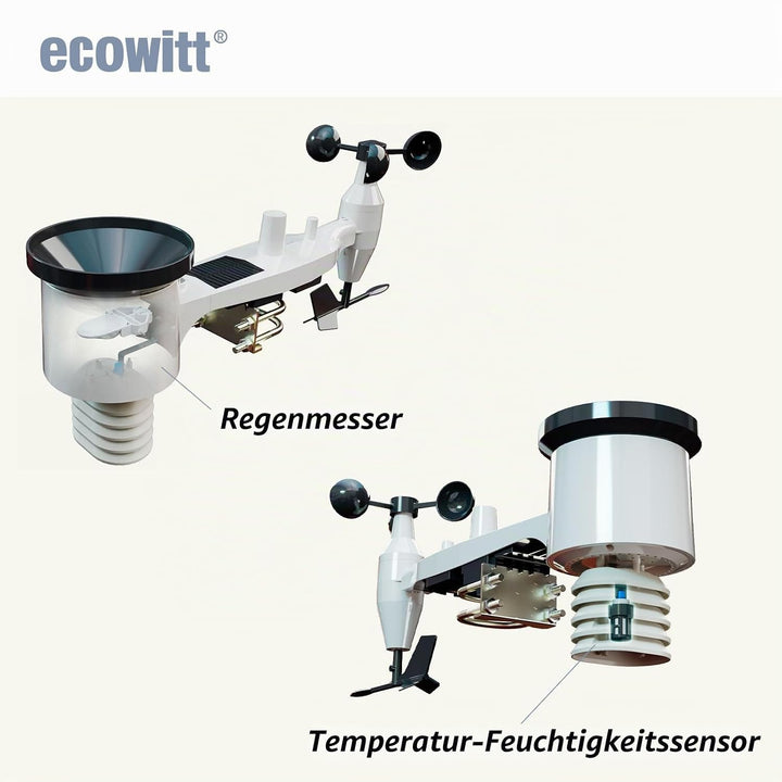 ECOWITT Wlan Wetterstation funk mit Aussensensor HP2561, 7 in 1 WiFI Solarbetriebene Wetterstation m