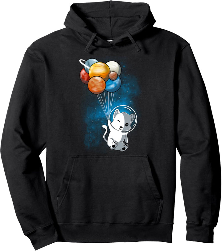 Katze, Weltraum Ballon, Planeten, Universum Reise Pullover Hoodie