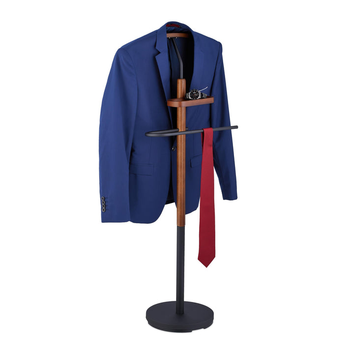 Relaxdays Herrendiener, mit Ablage, für Jackett & Hose, HBT 116 x 47 x 28 cm, MDF & Stahl, Stiller D