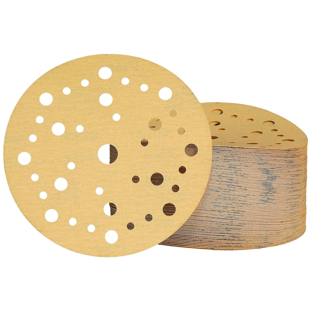 Mirka Gold Universal-Schleifpapier Ø 150mm Klett 37-Loch / Korn P180, 100 Stk / Zum Schleifen von Gi