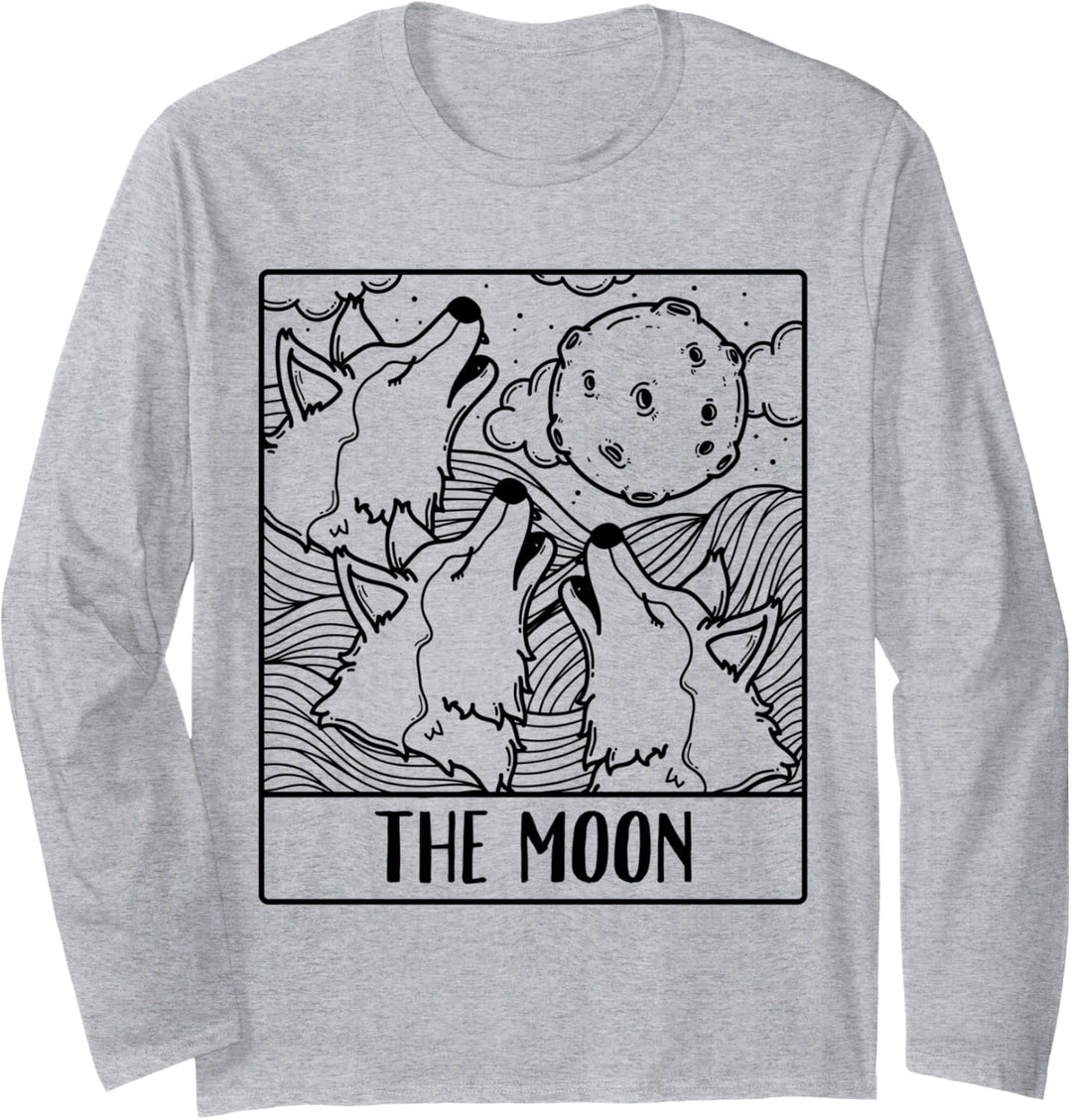 Wolf Wolves The Moon Tarot Card Men Women Langarmshirt