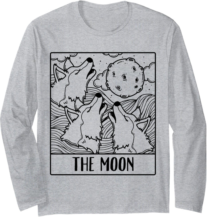 Wolf Wolves The Moon Tarot Card Men Women Langarmshirt