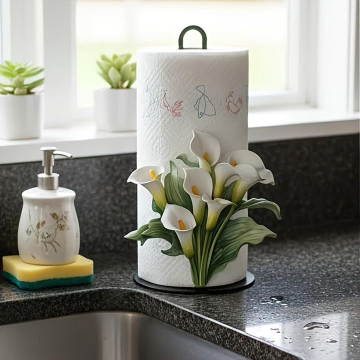 Papierhandtuchständer,Taschentuchrollen-Aufbewahrung | Küchenpapierhalter mit 2D Blumenmuster | für