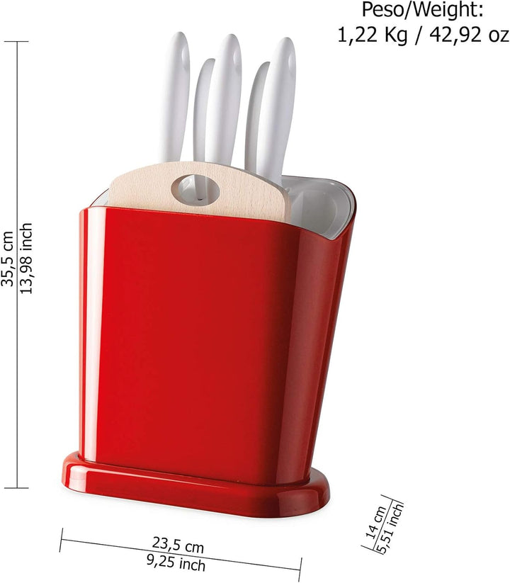 Omada Design Messerblock aus Polypropylen, Made in Italy, multifunktionaler Messerhalter mit Satz 5