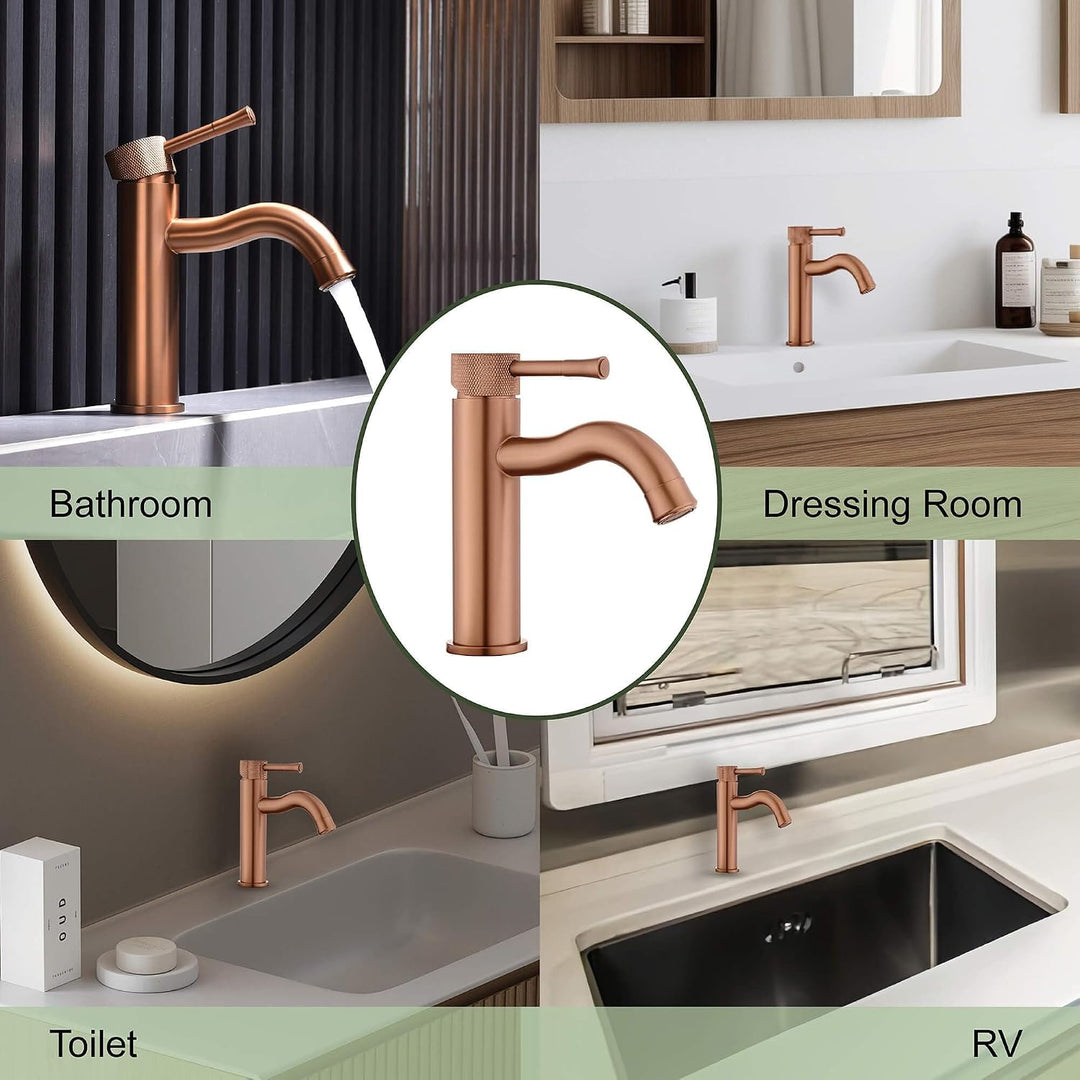 Wasserhahn Rose Gold mit Verlängerung, Strahlregler,Waschtisch Waschtisch,für Badezimmer Waschtische