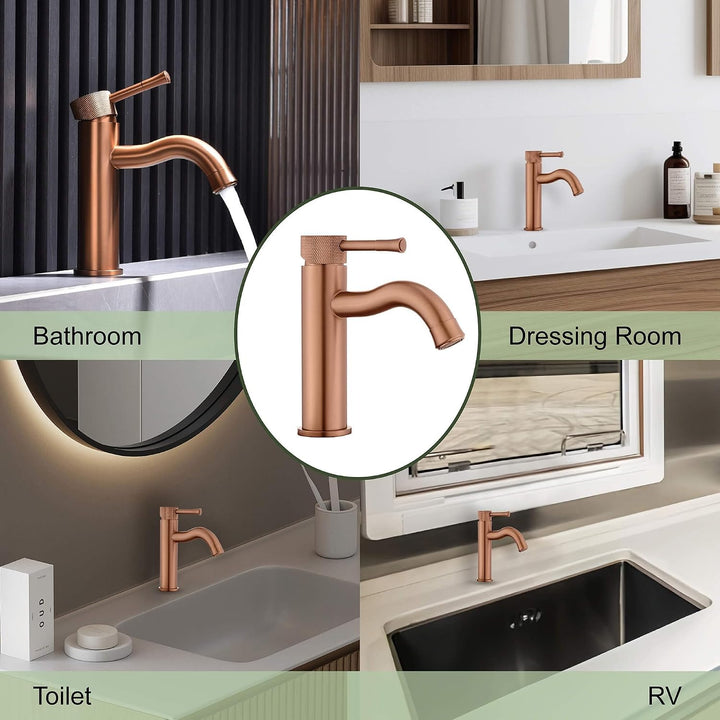 Wasserhahn Rose Gold mit Verlängerung, Strahlregler,Waschtisch Waschtisch,für Badezimmer Waschtische