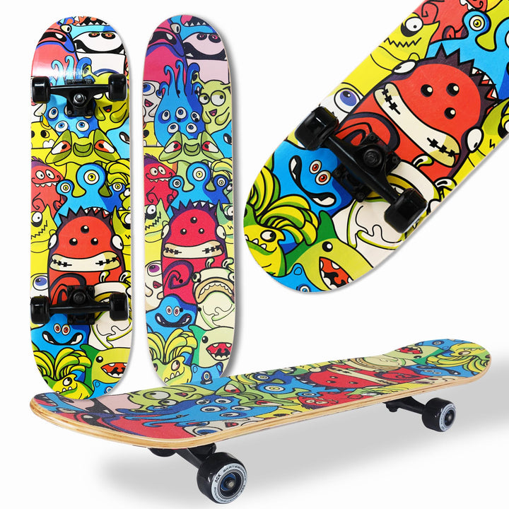WeLLIFE Skateboard für Anfänger, 80x20cm Holz Skateboard Kinder, Jugendliche Erwachsene,ABEC-9 Kugel