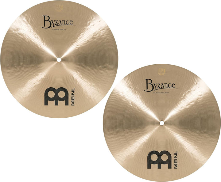 Meinl Cymbals Byzance Traditional Hihat Medium 14 Zoll (Video) Schlagzeug Becken – Paar – (35,56cm)