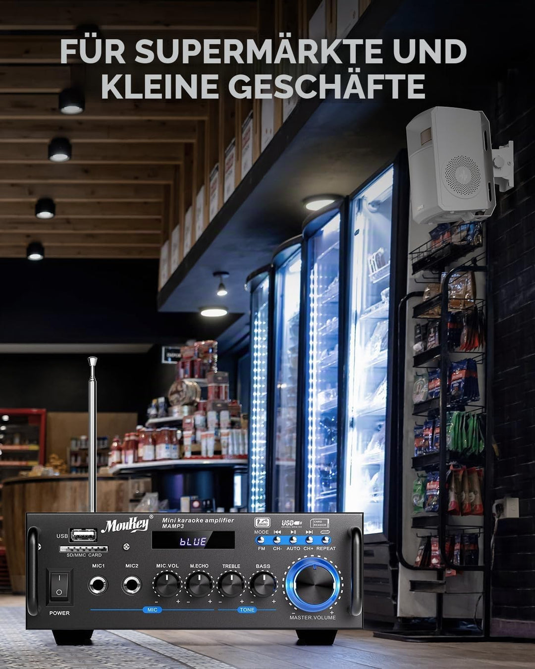 Moukey 2.0 Kanal Stereo Bluetooth Karaoke Verstärker, 100W Stereo Audio Verstärker Empfänger, Verstä