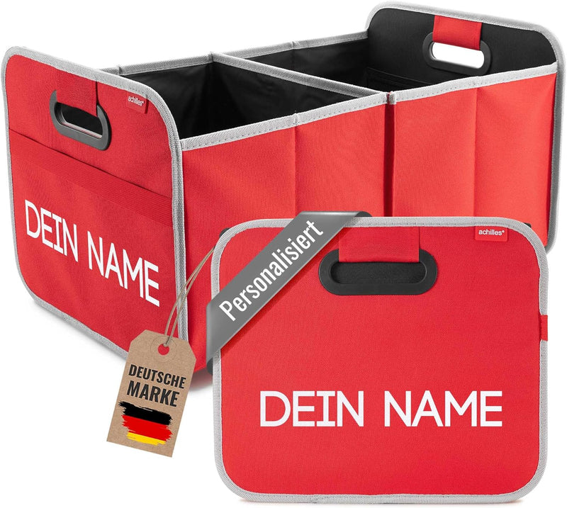 achilles Auto Faltbox mit Name, Kofferraumtasche personalisierbar, Kofferraum-Organizer, Autotasche,