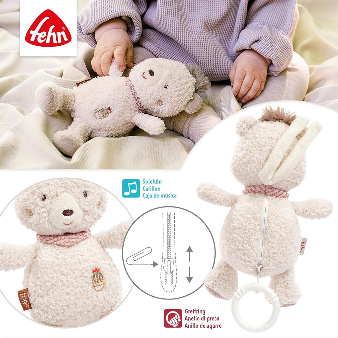 Fehn Spieluhr Baby Einschlafhilfe Bär - Kuscheltier mit sanfter Einschlafhilfe Melodie "Mozarts Wieg