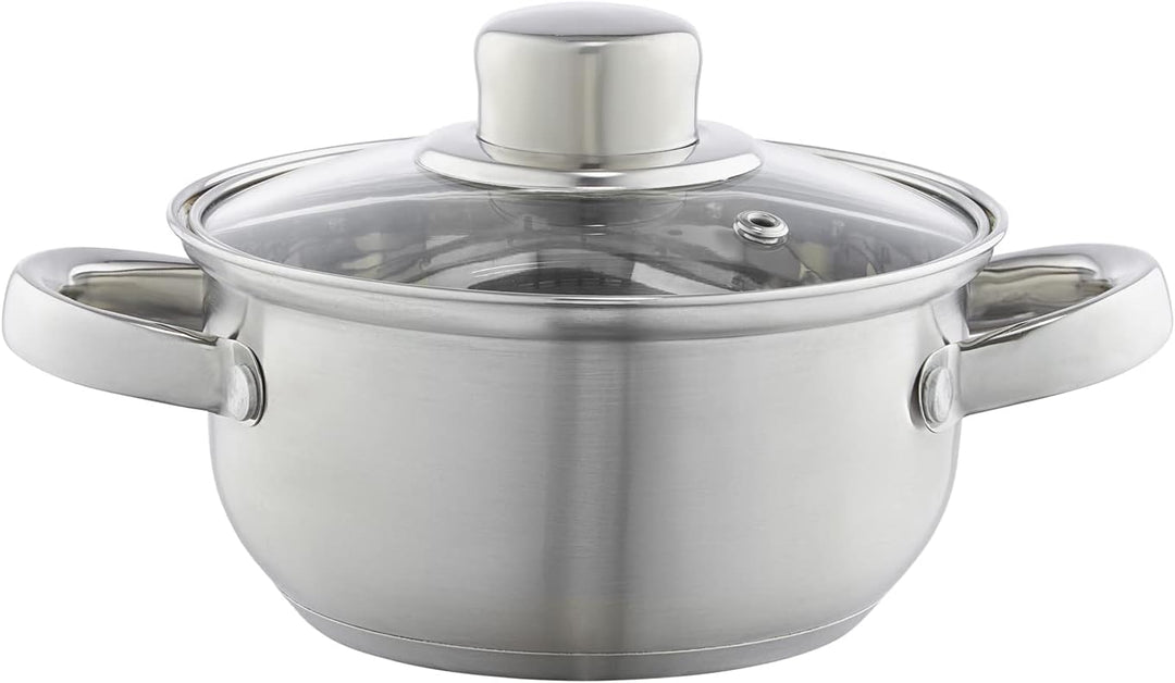 DOMOTTI Topfset Induktion Kochtopf Set 4-teilig mit Glasdeckel Edelstahl Kapselboden Induktionsgeeig