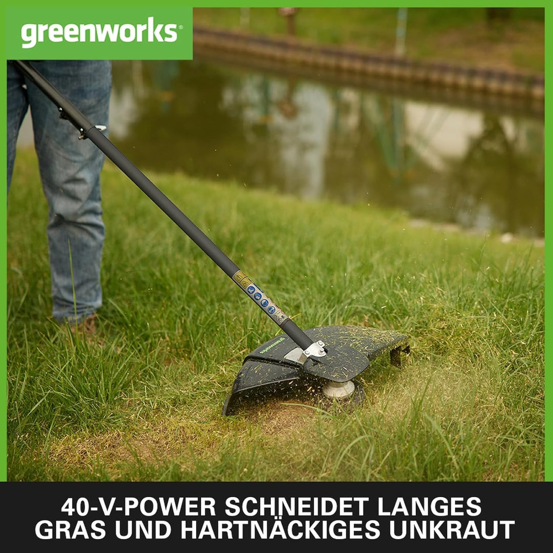 Greenworks 40V Akku Freischneider mit bürstenlosem Motor, Geschirr, verstellbarer Höhe, 40 cm Schnit