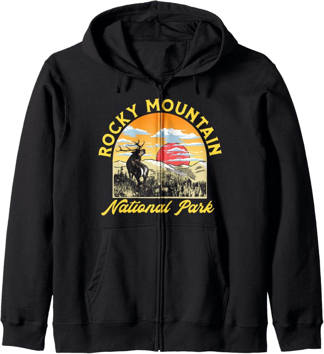 Rocky Mountain National Park Elk Vintage Artistic Graphic Kapuzenjacke