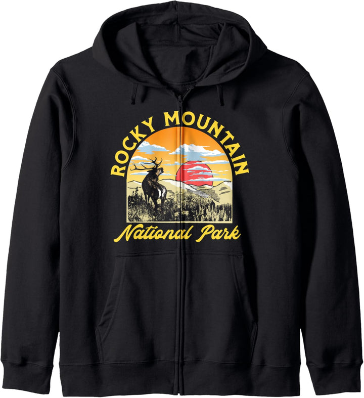 Rocky Mountain National Park Elk Vintage Artistic Graphic Kapuzenjacke