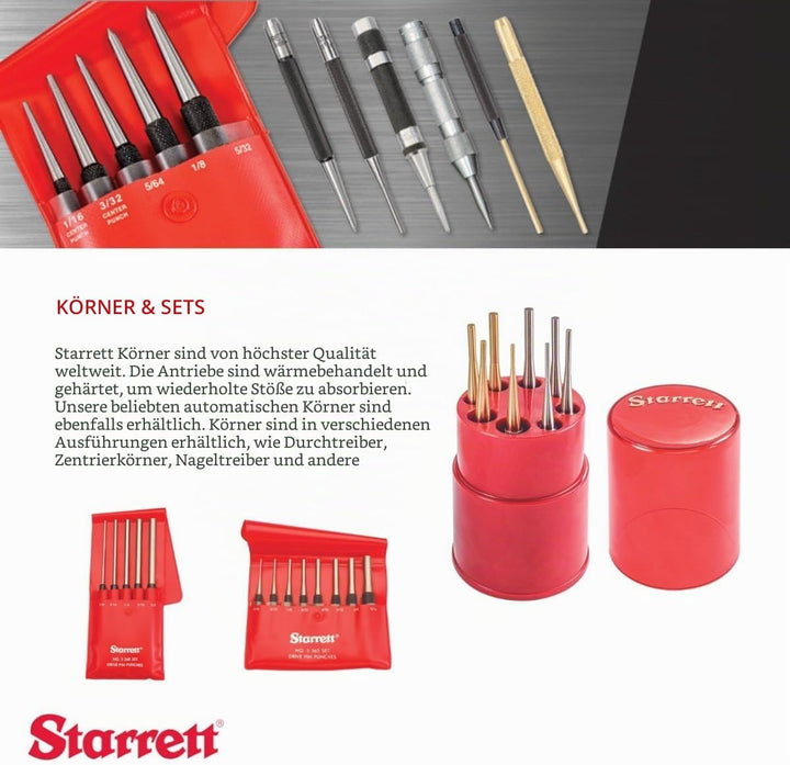 Starrett 18AA Automatischer Körner mit einstellbarem Hub, 4" Länge, 7/16" Durchmesser Single, Single