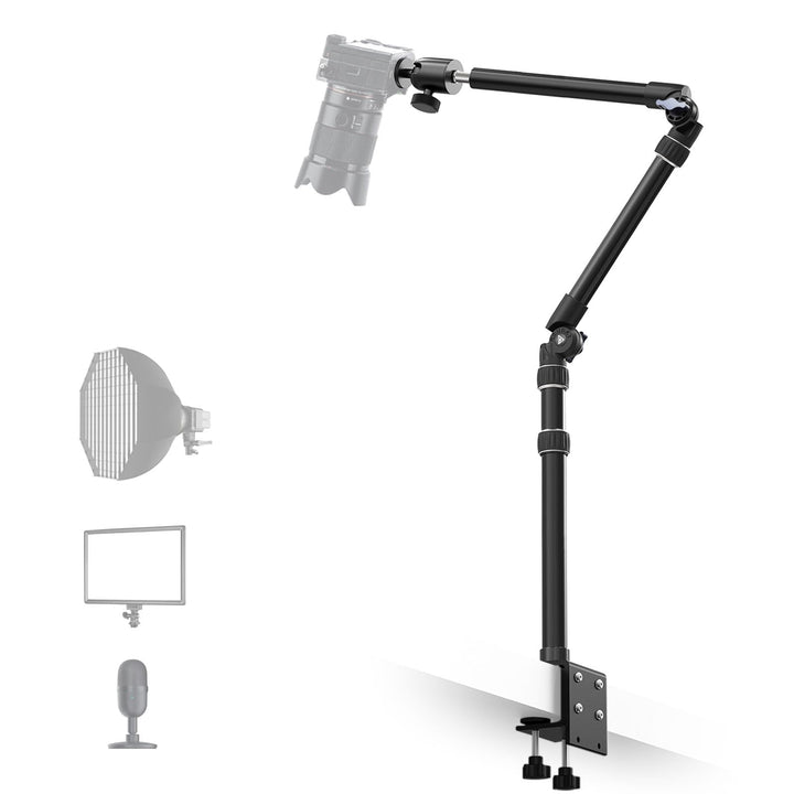 【Ganz aus Metall】RAUBAY Desktop Magic Arm, Overhead-Kamera-Tischhalterung, Tischleuchtenstativ mit 1