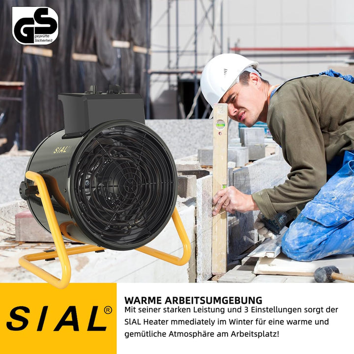 SIAL Industriell Heizlüfter 5000W - Elektrische Heizung - Heizstrahler Bauheizer - Heizgebläse Für G
