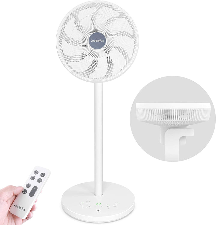 DC Motor Standventilator - Ventilator Leise 20dB 3D Oszillierend mit Fernbedienung/Höhe 92cm/6,8m/s/