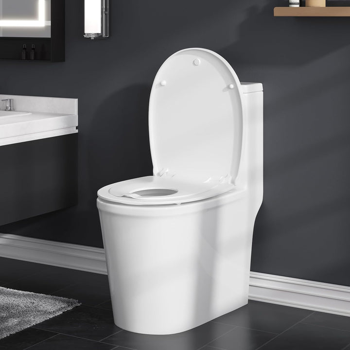 WOLTU WC Sitz Familien, Toilettensitz Kinder magnetisch, Toilettendeckel mit Absenkautomatik, Schnel