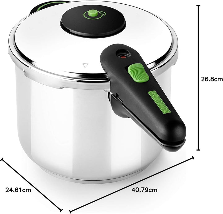 MONIX Presto | 6-Liter-Schnellkochtopf aus Edelstahl 18/10, geeignet für alle Herdarten, einschliess