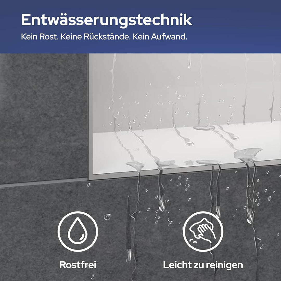 VILSTEIN Wandnische Dusche 30x30 cm [ROSTFREI] - Randlose Duschnische - Wandnische Weiss - Einbaureg