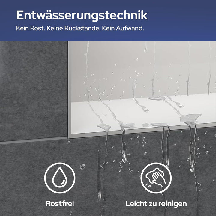 VILSTEIN Wandnische Dusche 30x30 cm [ROSTFREI] - Randlose Duschnische - Wandnische Weiss - Einbaureg