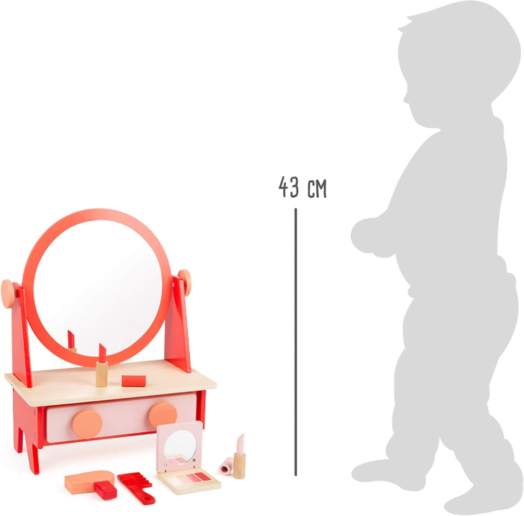 small foot Frisier-und Schminktisch aus Holz, im Retro-Design mit Spiegel und Zubehör, ab 3 Jahren,