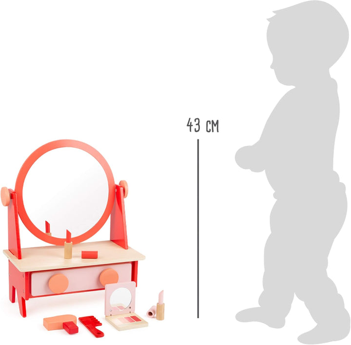 small foot Frisier-und Schminktisch aus Holz, im Retro-Design mit Spiegel und Zubehör, ab 3 Jahren,