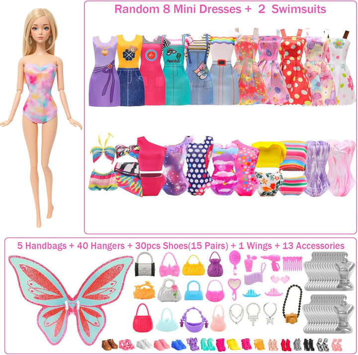 Miunana 110+ Kleidung für Puppen Puppenkleidung Fashion Kleider Tops Bluse Hosen Abendkleider Badena