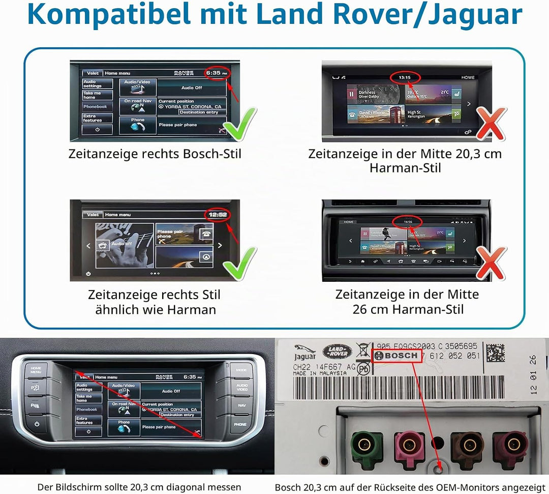 EZoneTronics Wireless CarPlay &amp; Android Auto Retrofit Kit Decoder Box für Land Rover Jaguar Range Ro