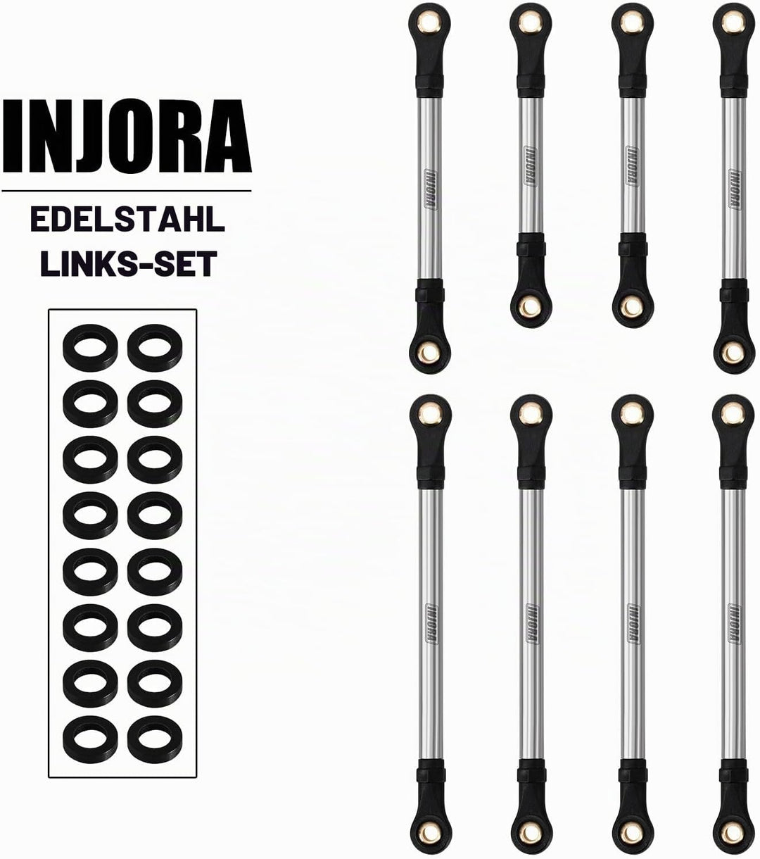 INJORA Gerade Chassis Lenker Edelstahl Link Set für TRX4M Upgrade 1/18 RC Crawler