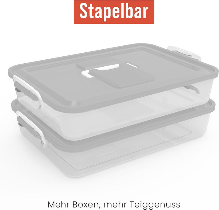 Chef Pomodoro 2 x Pizzaballenbox mit Deckel (35,6 x 27,9 cm), Teigbox Pizza, Pizzaboxen Teig, Pizzat
