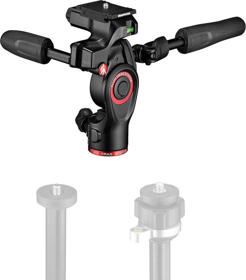 Manfrotto Befree 3-Way Live Stativkopf, Aluminium Fluid-Kopf für Foto- und Video-Kameras bis zu 6 kg