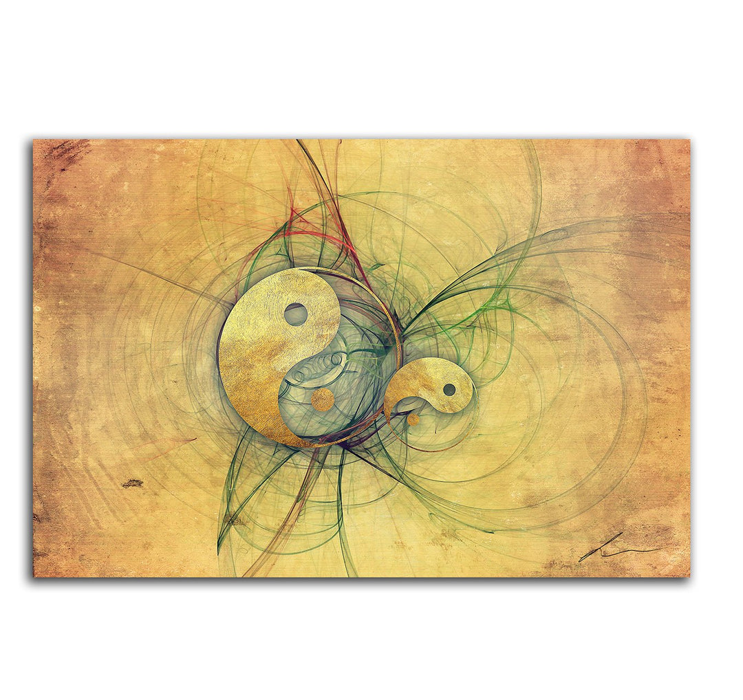 Yin und Yan Energiefluss Abstraktes Bild auf Leinwand Abstrakt132_cm_dekoratives LeinLeinwandbild Le