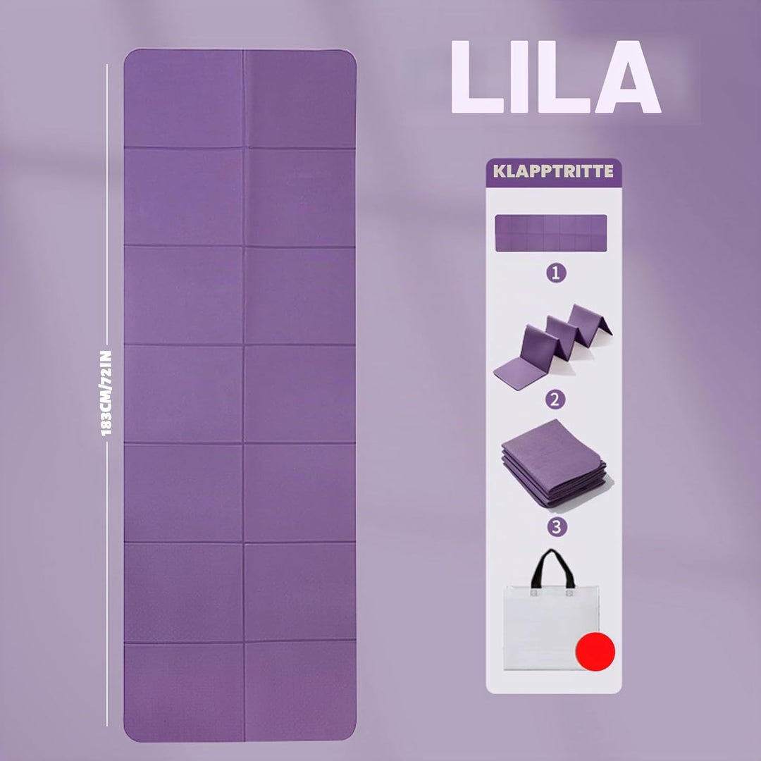 Faltbare Yogamatte Reise Leicht 183 x61x0.4 cm Reiseyogamatte Leicht Faltbar Tragbare Yoga Matte Rut