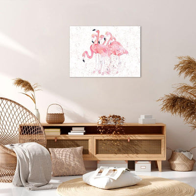 ARTTOR Bilder auf Leinwand Flamingo Vogel Wasser Leinwandbild 70x50cm Wandbilder Dekoration Wohnzimm