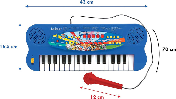 Lexibook K703PA Paw Patrol Elektronisches Keyboard, 32-Tasten-Piano, Mikrofon zum Singen, 22 Demo-So